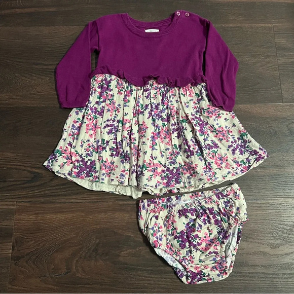 Gymboree purple floral dress with matching bloomers 18-24 months - Picture 1 of 8
